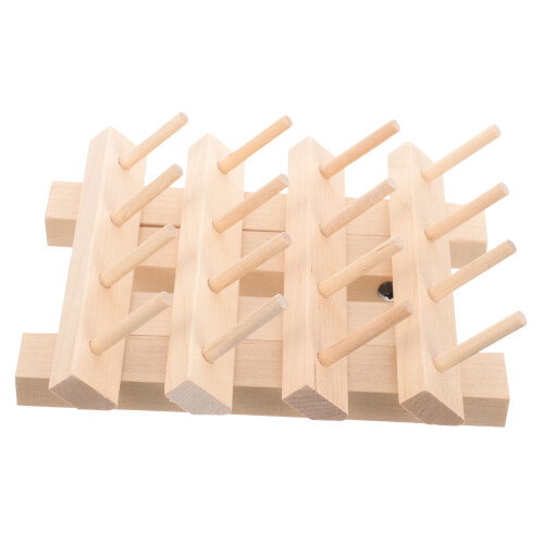 5Pcs Simple Khaki Wood Sewing Thread Organizer Desktop Storage Rack 2