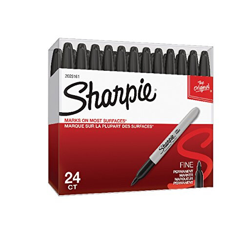 Sharpie Permanent Marker, Fine Tip, Black, Pack of 24