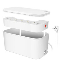 Kabelbox - Kabelversteck mit Abzweigdose + USB-A/USB-C-Aufladung. Weiß