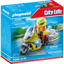 PLAYMOBIL 71205 Trabalhador de emergência com motocicleta, City Action Rescuers, efeito de luz, 20 peças, maiores de 4 anos