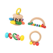 4 Pieces Wood Toys Rattles Toddlers Musical Instruments for Boys Girls