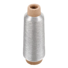 3Stk Maschinenstickgarn Silber 150D Polyester Metallic Nähfaden