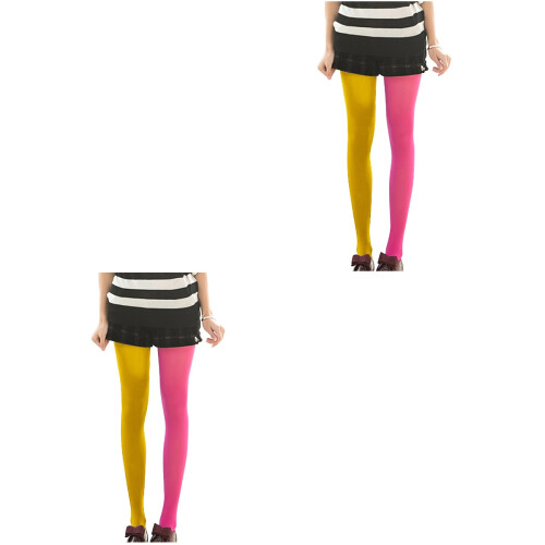 2Stk Damen Seidenstrümpfe, Candy-Farben, Rutschfest, 2
