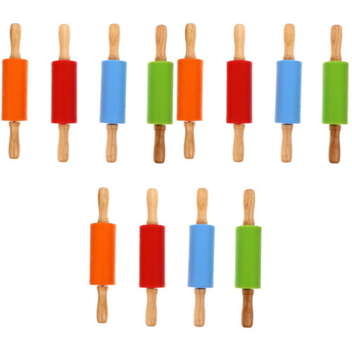 12Pcs Assorted Color Silicone Baking Rolling Pins for Pastry and Dough 2