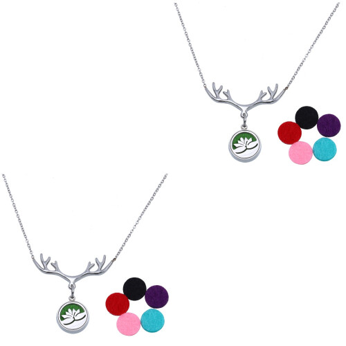2Stk Aromatherapie Locket Kette Lotus Choker Mit Diffuser 2