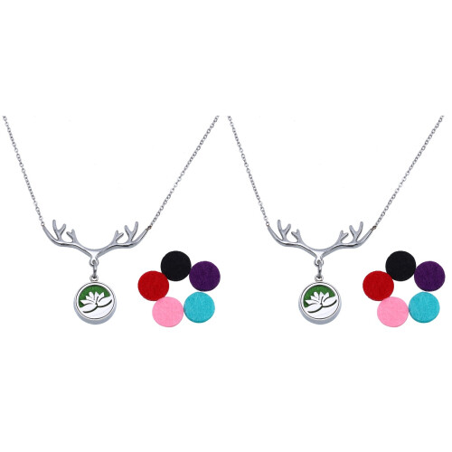2Stk Aromatherapie Locket Kette Lotus Choker Mit Diffuser 1