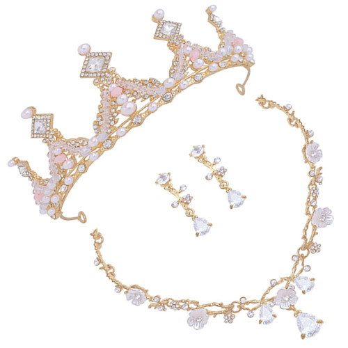 5Ensembles Collier Et Boucles D'oreilles Fille Couronne 1