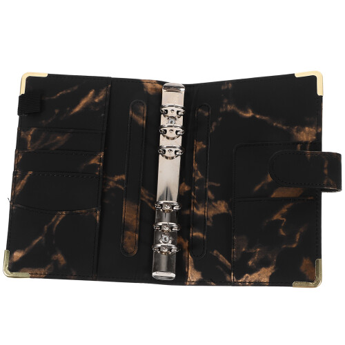 5Pièces Couvre-Notepad Budget Binder A6 6 Anneaux Noir Élégant 2