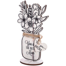2Pcs Multi-Color Wooden Mother's Day Centerpiece Table Decor Ornament