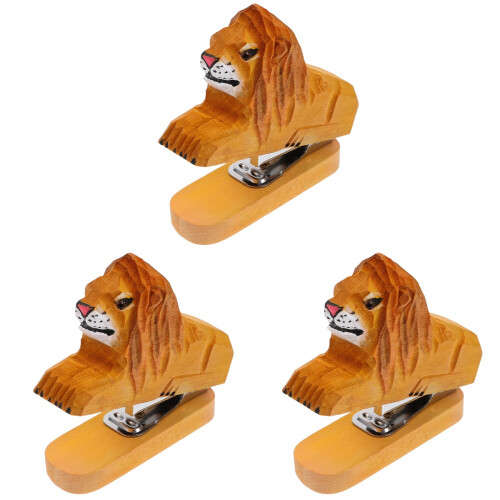 3Pcs Decorative Wooden Animal Stapler Mini Office Stapler Set 2