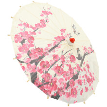 2Pcs Multi Color Paper Parasols Wooden Handle Decorative Wedding Props
