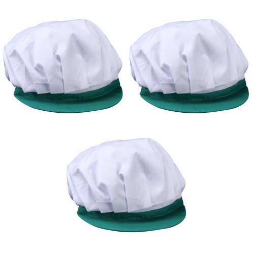 3Pcs Light Blue Mesh Working Hat Reusable Protective Chef Cap 2
