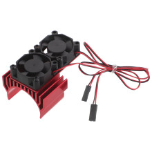 2Pcs Red Aluminum Alloy Dual Fan Motor Heatsink for Rc Car Cooling