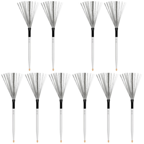 5Pairs Professional Drum Wire Brush White Wood Handle for Drum Sets 1