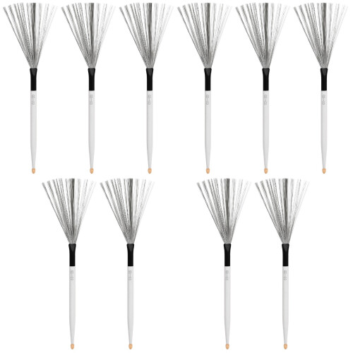 5Pairs Professional Drum Wire Brush White Wood Handle for Drum Sets 2