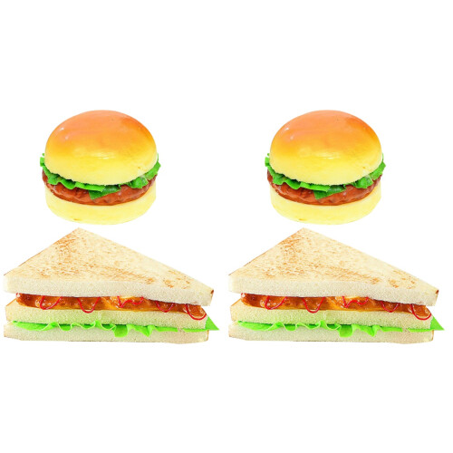 4Pcs Stable PU Artificial Bread Model Realistic Fake Sandwich Prop 2