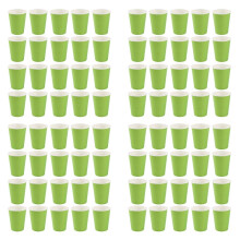 80 Paper Cups (9Oz) - Plain Solid Colours Birthday Party Tableware Catering(Green)