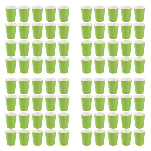 80 Paper Cups (9Oz) - Plain Solid Colours Birthday Party Tableware Catering(Green)