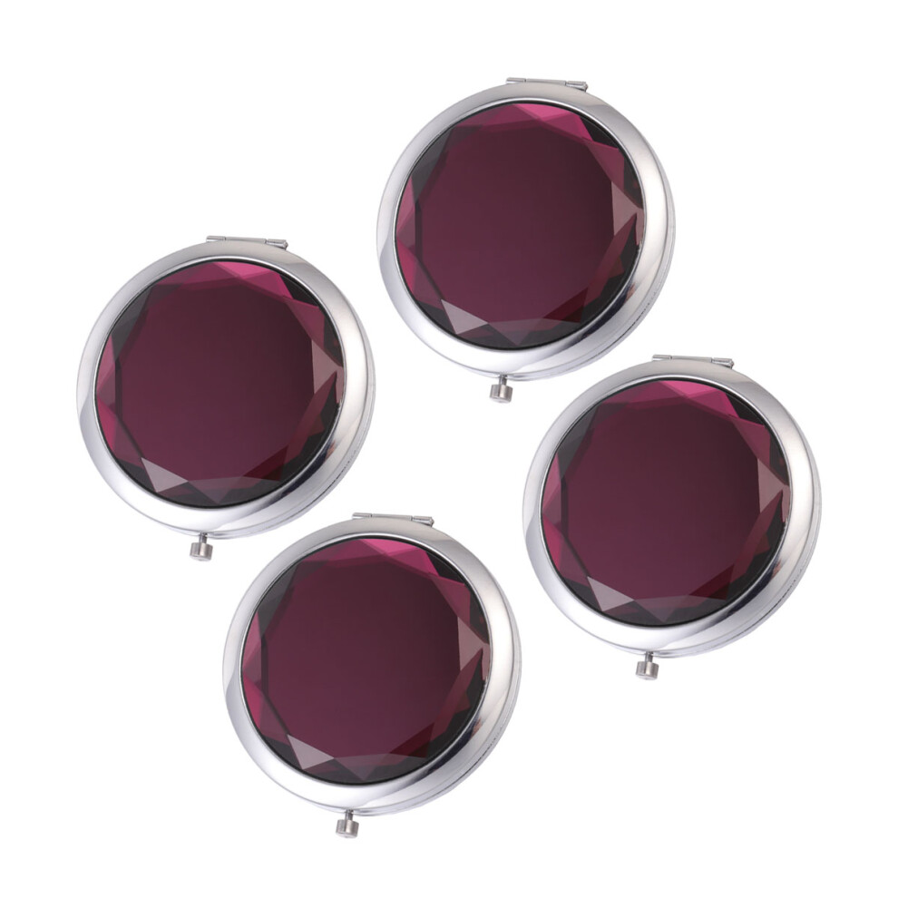 Aboofan Purple 8Pcs Handheld Double Side Mirror Foldable Compact Makeup Mirror