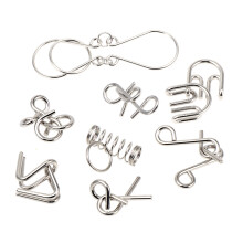2Pcs Silver Intelligence Puzzle Ring Metal Brain Teaser Set for Kids
