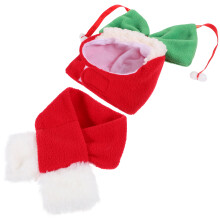 3Sets Cotton Warm Dog Hat Scarf Christmas Head Cover for Pets