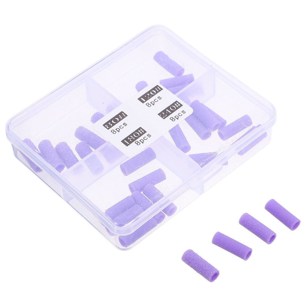 Happyyami Purple 128Pcs Fine Sanding Bands Nail Drill Kit For Nail Polishing
