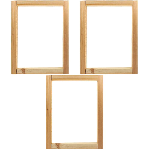 3Pcs Durable Light Yellow Wooden Screen Printing Frames for 2