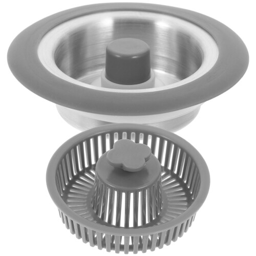 3Pcs Durable Stainless Steel Kitchen Sink Stopper Drain Strainer Grey 2