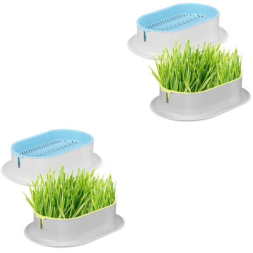 4Pcs Convenient White Cat Grass Planter Hydroponic Pet Box 2