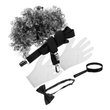 3Sets Man Costume Professor Wig Bow Tie Gloves Multi-Color Cosplay Kit