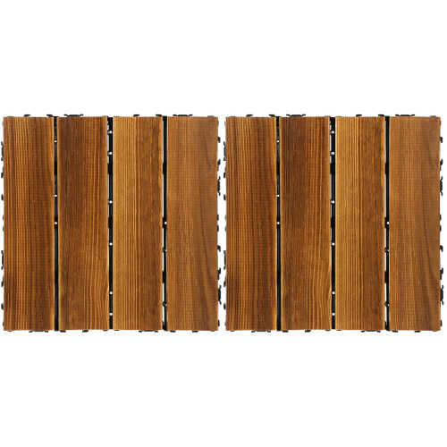 2Pcs Home Use Wood Deck Tiles Light Brown Interlocking Patio Flooring 1