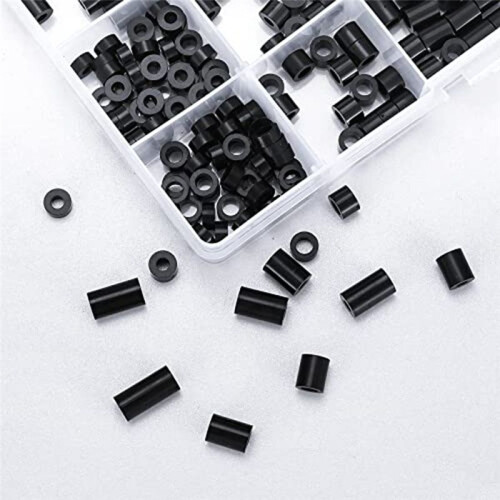320 Pcs Electrical Outlet Screws Spacers, Black Nylon Round Spacer Assortment Kit, Plastic Spacers Without Threaded 2