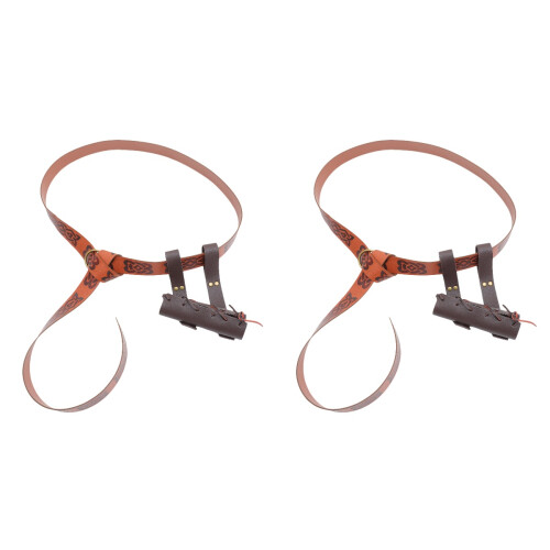 2Pcs Brown PU Sword Belt Holder Medieval Sword Frog for Decor 2