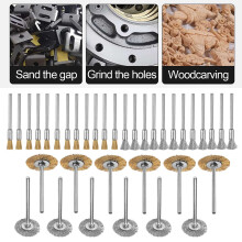 44 Pieces Wire Brush Wheel Cup Brass Steel Wire Brush Set 1/8inch (3mm) Shank For Power Rotary Tools Polishing Buffing Tools