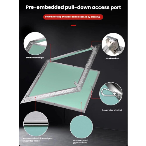 Access Panel FlipDown Push Opening for Drywall and Ceilings, Decorative Cover 24x12 in 1