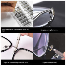 Glasses Repair Tool Kit 1000Pcs Glasses Screws and Nuts Assortment with Screwdriver and Tweezer Screws Repair Kit