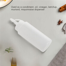 Plastic Squeeze Bottle Condiment Dispenser Ketchup Mustard Sauce Clear White 6Oz