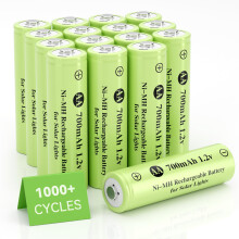 16 Pack AA Rechargeable Batteries 1.2V 700mAh NiMH for Solar Garden Lights Outdoor Lighting