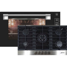 Kaiser EH 9309 +KCG 9386, Four à encastrer 90 cm 105L verre noir+ Plaque de cuisson à gaz 90 cm