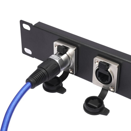 RJ45 Waterproof Network Connector with Rubber Cover D Type Panel Mount Socket RJ45 Ethernet Connector 180 Degree 1