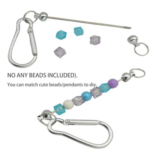 10 St Beadable Keychian Bars Små Karbinhake Clips DIY Beaded Nyckelringar Charm  (Inga Pärlor Ingår) Silver 1