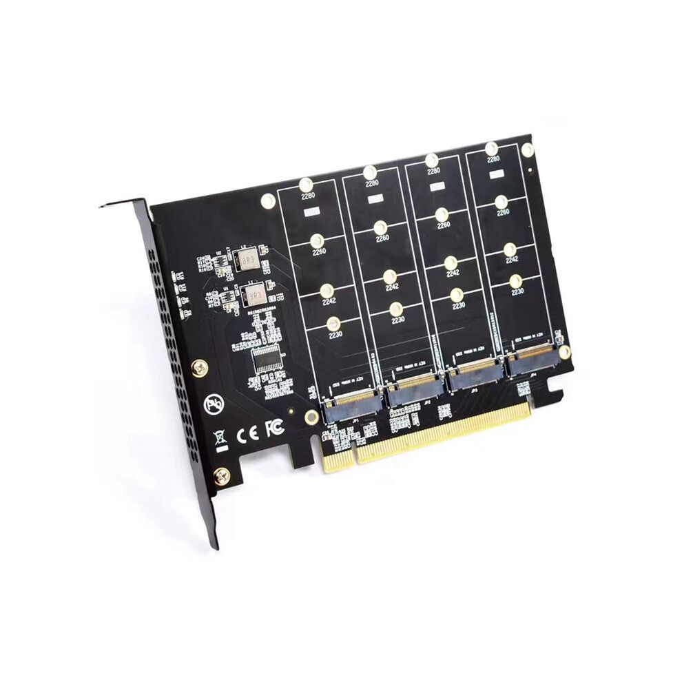 M.2 Nvme To Pcie X16 Adapter Converter Card 4 Port Nvme Expansion Card For 2230 2242 2260 2280 Ssd 4712660556617