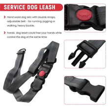 Hands Waist Dog Leash with Dual Bungees, Free Control for  to 150 lbs Dogs, Durable Dual-Handle Bungee Leash with Adjustable Waist Belt - for
