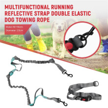 Hands Waist Dog Leash with Dual Bungees, Free Control for  to 150 lbs Dogs, Durable Dual-Handle Bungee Leash with Adjustable Waist Belt - for