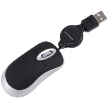 Mouse Cablato USB Cavo Retrattile Piccolo Piccolo Mouse Mouse Ottico Da Viaggio Compatto Da 1600 DPI per Windows 98 2000 XP Vista Ve (Nero)