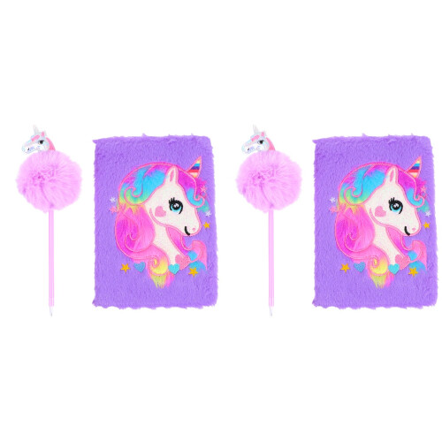 4Stk Plüsch Notizblock Süßes Einhorn Journal 2