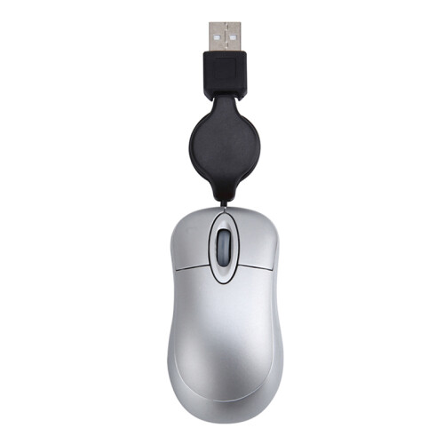 USB Wired Mouse Retractable Cable Tiny Small Mouse 1600 DPI Optical Compact Travel Mice for Windows 98 2000 XP Vista Ve (Silver)