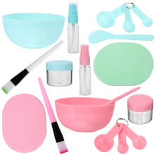 3Sets DIY Gesichtsmaske Set Pink Grün Schüssel Löffel Stab Messbecher