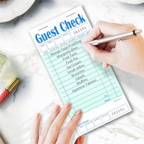 5 Pack Guest Check Books, Server Note Pads for Restaurant, Green Waiter Checkbook, Restaurant Order Pad 50 Sheets/Pack 2
