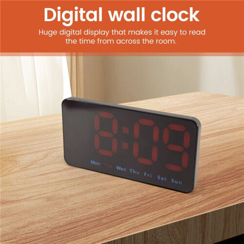 Digital Wall Clock, 9Inch LED Digital Clock Large Display with 12/24H,  Digits,Small Silent Wall Clock (Red) 1
